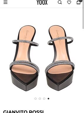 Gianvito Rossi Black Platform Sandals with Crystal-Strap Detail